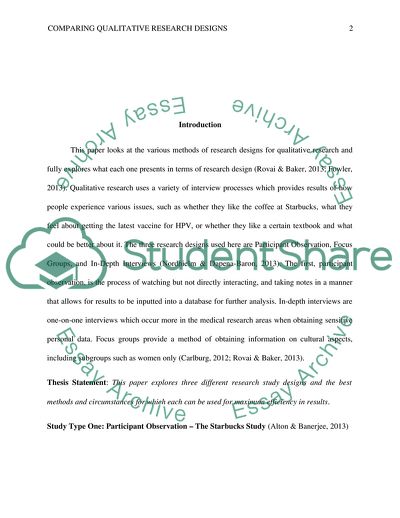 Comparing Qualitative Research Designs