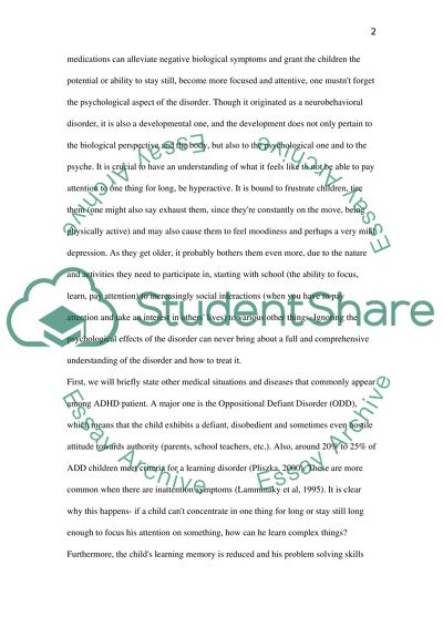 ADHD in children - a balance between pharmacutical and psychological theropy