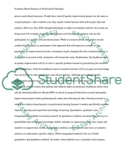 Integration of Evidenced-Based Practice into Professional Nursing Practice