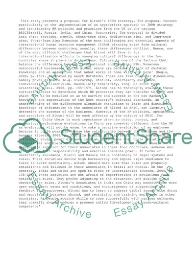 Altomi Associates: Developing an International Human Resource Management (IHRM) Strategy