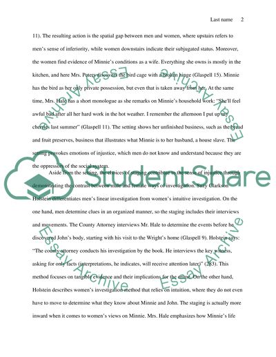 Moral Rightness over Legal Rightness: Womens Justice in Glaspells Trifles