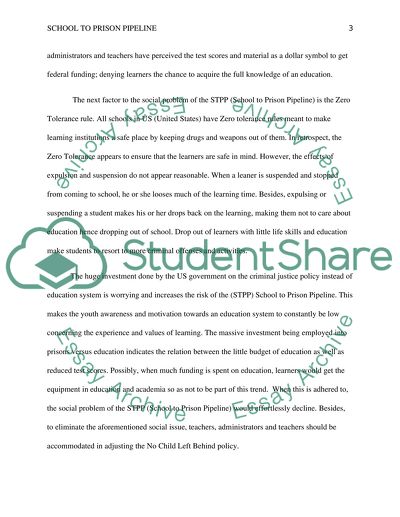 Exploratory argument on what has come to be called the school - to - prison pipeline