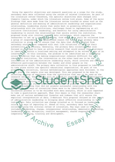 Features of Administrative Leadership and Successful Relationship with the Institution