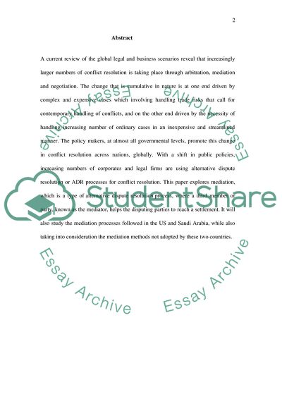 MEDIATION between Saudi Arabia and The U.S