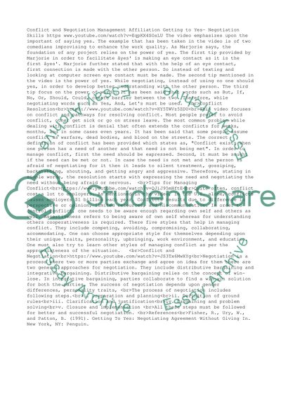 Negotiation skill and conlfict