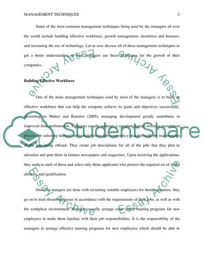 Management Techniques