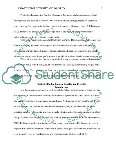 Promotion of Diversity and Equality