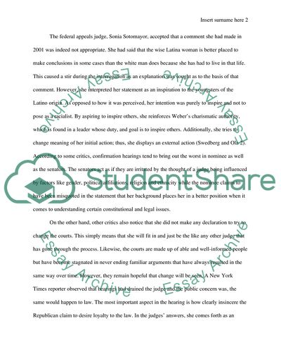 Webbers concepts in Sonia Sotomayors case