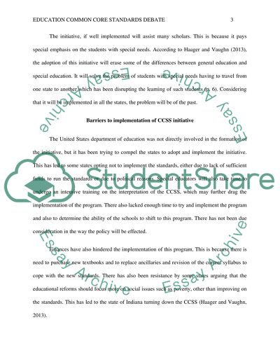 Education common core standards debate