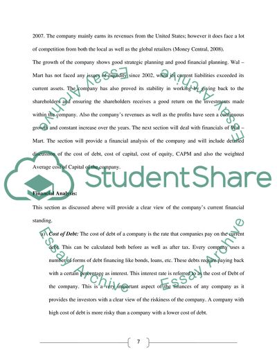 Financial Analysis of WalMart