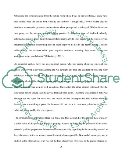 Communication Observation (Observing People Interacting with Each Other in a Particular Setting)