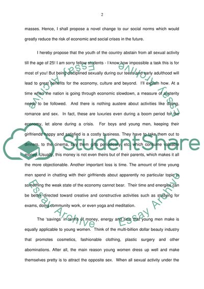 Comparison between My Modest Proposal and Jonathan Swifts a Modest Proposal