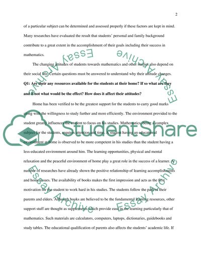 Adolescent Student Attitudes Towards Mathematics