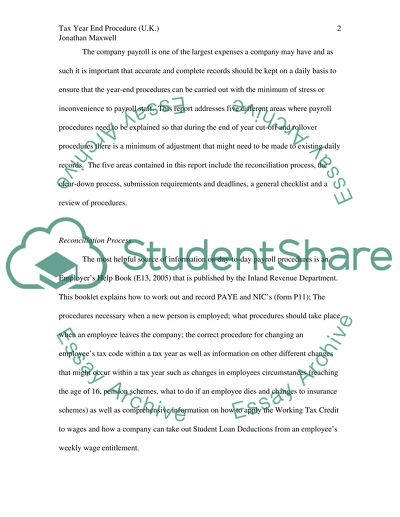 Tax Year End Procedure in the United Kingdom