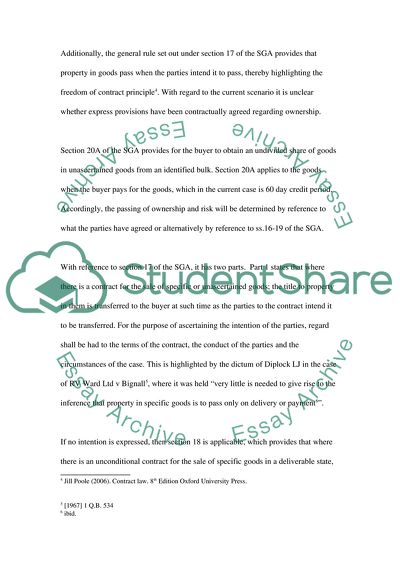 Commercial Law, the Sale of Goods Act 1979