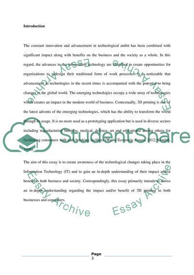Investigating Emerging Information Technologies, 3D Printing Technology