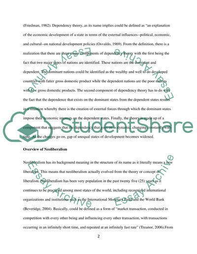 Dependency Theory or Neoliberalism