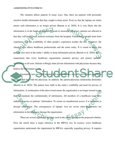 Administrative Ethical Issues in Healthcare