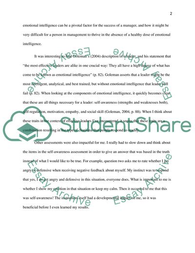 Self-Analysis and Emotional Intelligence Assessment