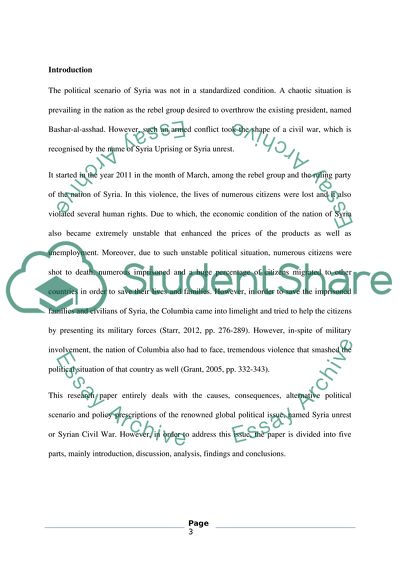 Causes, Consequences, Alternative Political Scenario and Policy Prescriptions of Syrian Civil War