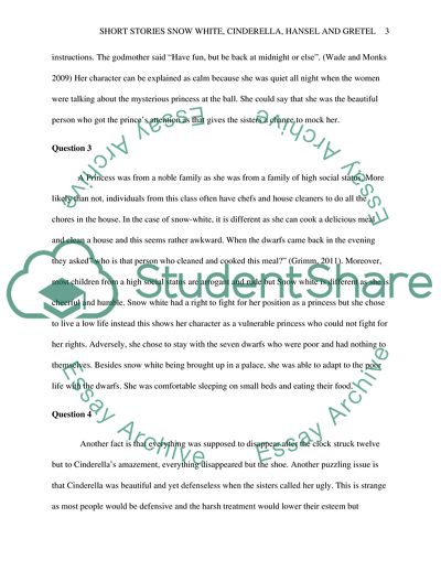 Short stories snow white, cinderlla, hansel and gretel