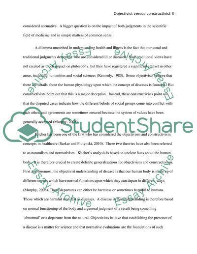 Objectivist versus Constructivist in Health and Illness