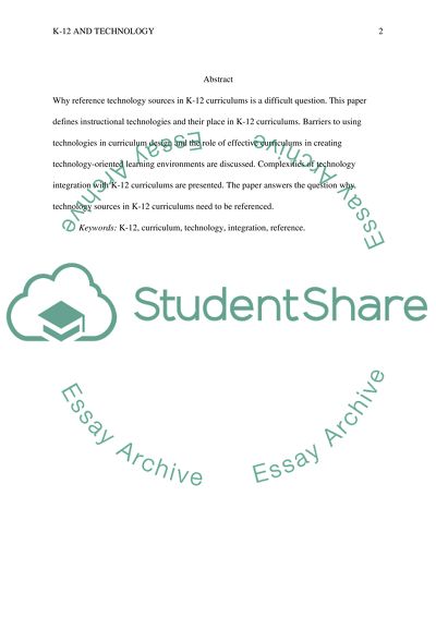 K-12 and Technology Research Paper