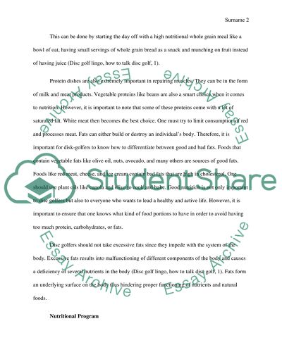 Fitness Proposal for Disc Golf