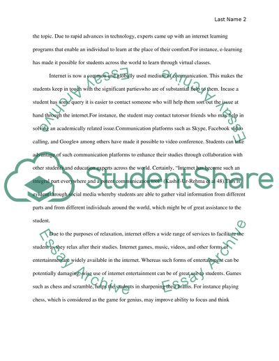 Evaluate the role of the internet for a college student