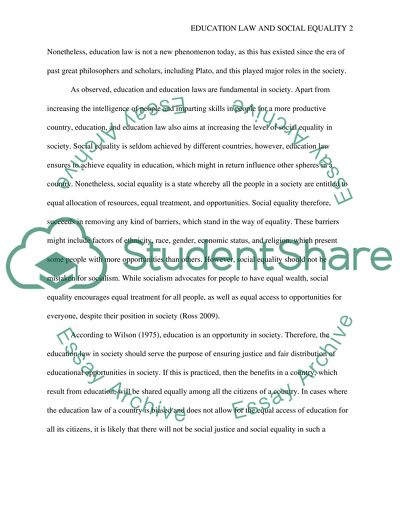 Contribution of Education Law to Social Equality