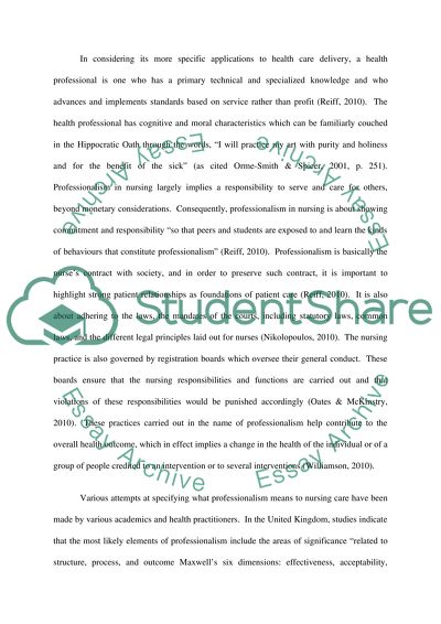 Professionalism in Healthcare