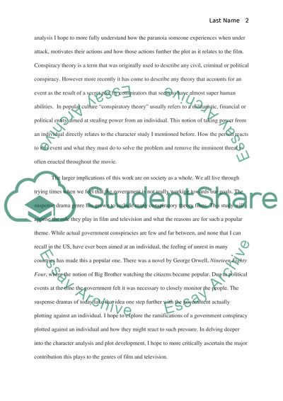 Film Topics: Conspiracy Theory in Film and Television (ENGL 3300-WK1) Fall 2011