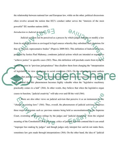 European Court of Justices Activism in European Integration