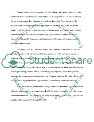 Nursing Care Plans in the Textile Industry