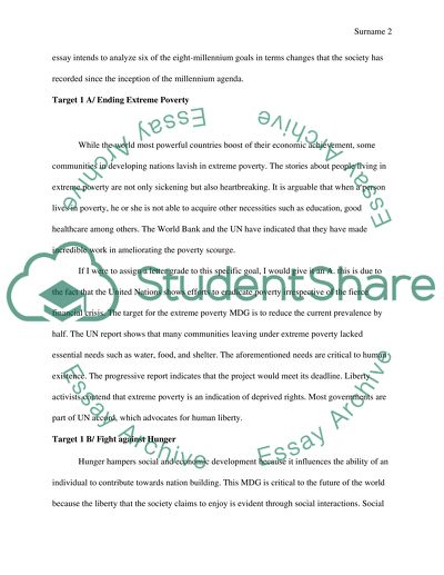 My Six Millennium Development Goals