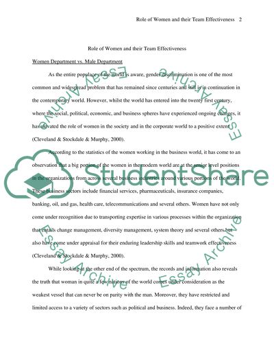 Womens Team Effectiveness