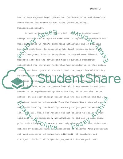 Preators in Roman Law vs Equity in English law