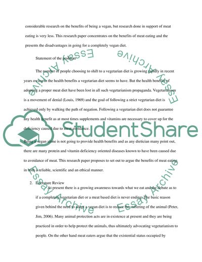 Why I am not a vegan - Research proposal