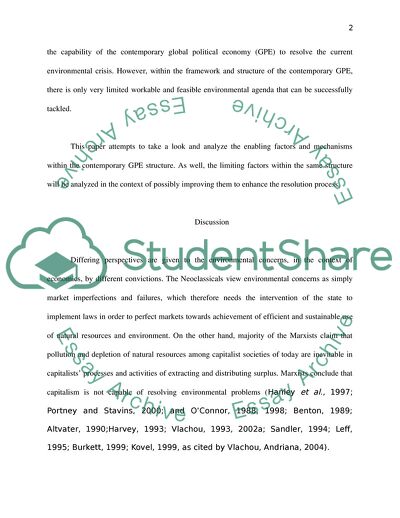 Global Political Economy: the Solution of Environmental Problems