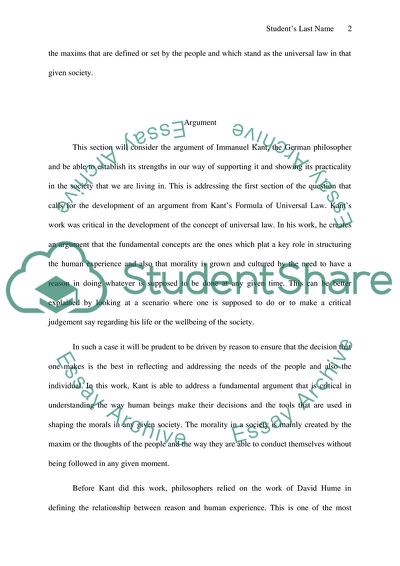 Kants Formula of Universal Law