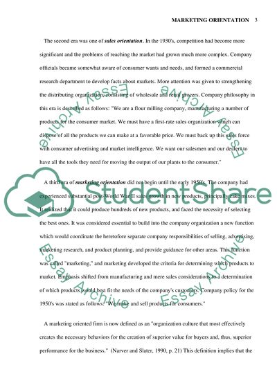 The Marketing Orientation in Relation to the Sales Orientation
