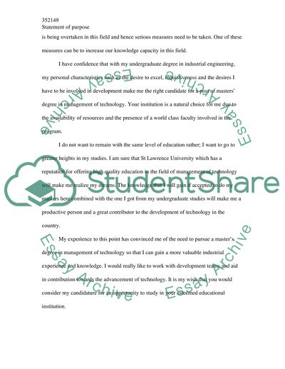 Statement of Purpose writing about goals and objectives in pursuing a graduate degree