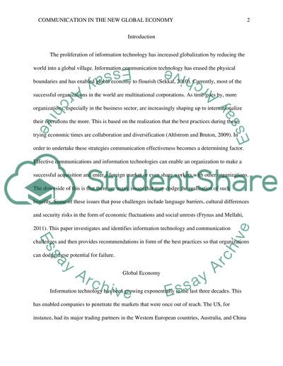 Navigating Information Technology and Communication in the New Global Economy