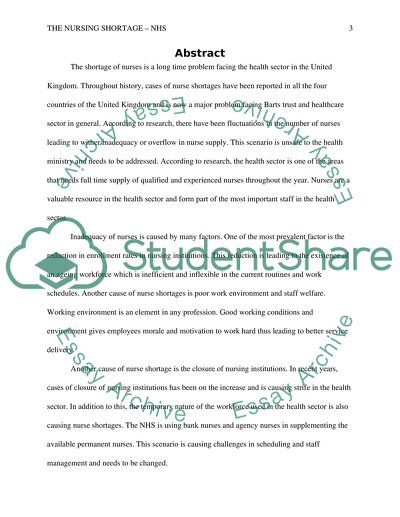 Research Project-Methodology: The nursing shortage - NHS