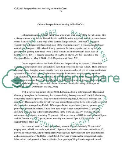 Cultural Perspectives on Nursing in Health Care