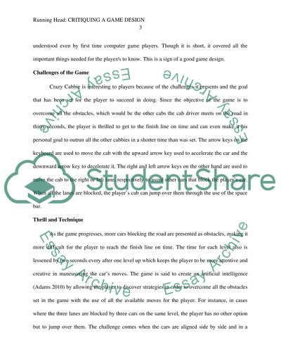 Critiquing a Game Design