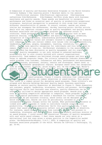 A Comparison of Quality and Business Excellence Programs in the World