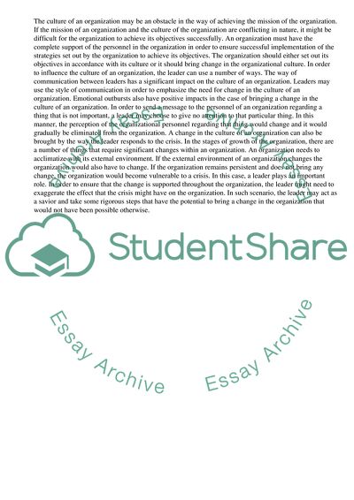 Culture and Growth Stages of Organizations