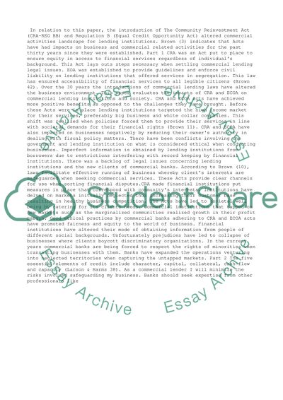 Impact of Laws on Commercial Lending