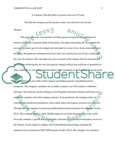 A Company That Has Had a Lawsuit in the Last 10 Years